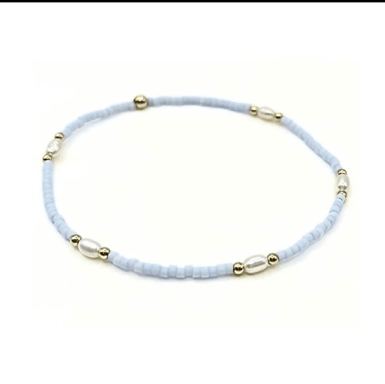 Game Day Pearl Bracelet , Light Blue