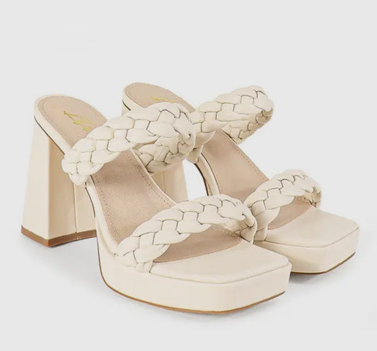 Cream Chunky Braided Heel