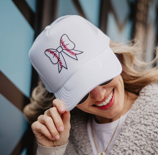 Baseball Bow White Trucker Hat