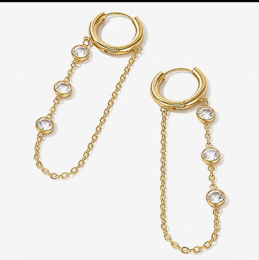Crystal Chain Hoop Earrings