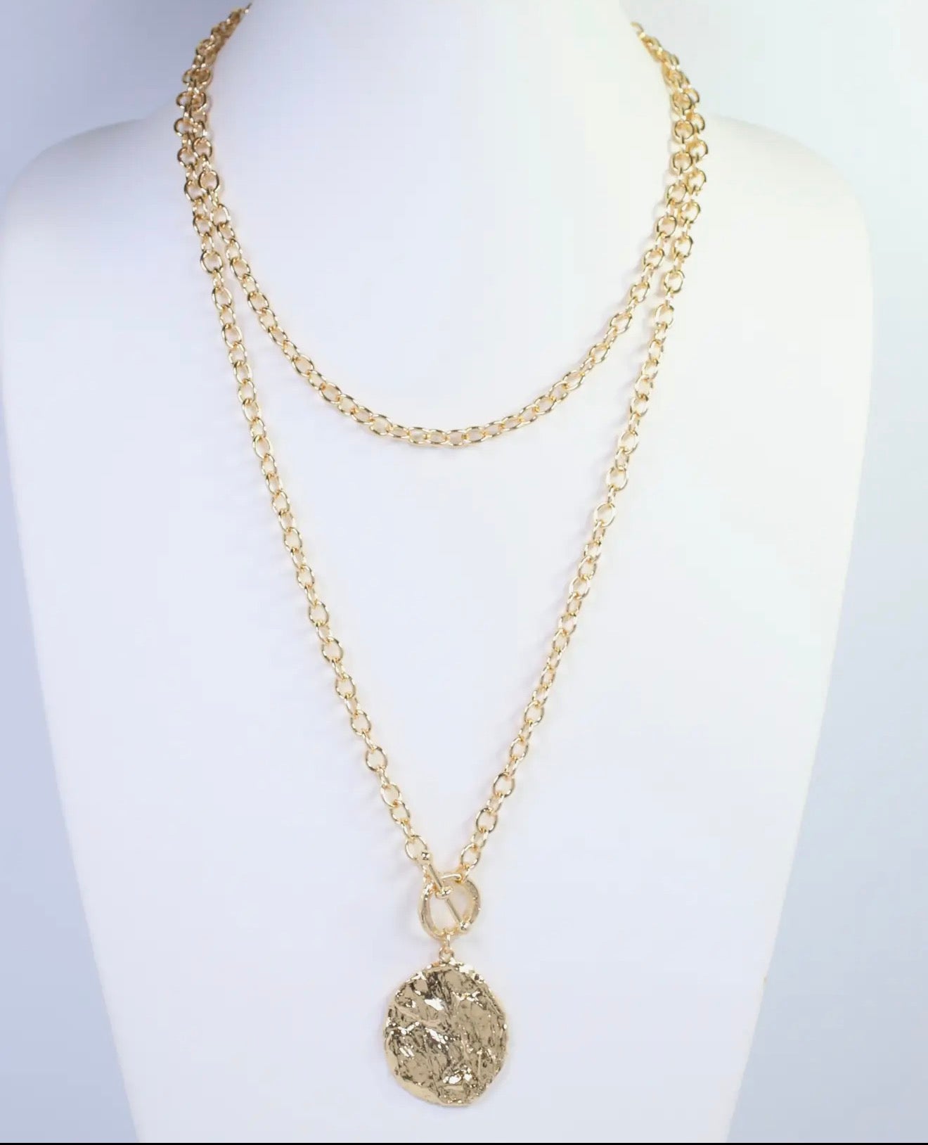Aira Textured Pendant Long Wrap Necklace