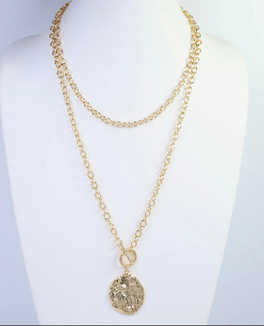 Aira Textured Pendant Long Wrap Necklace