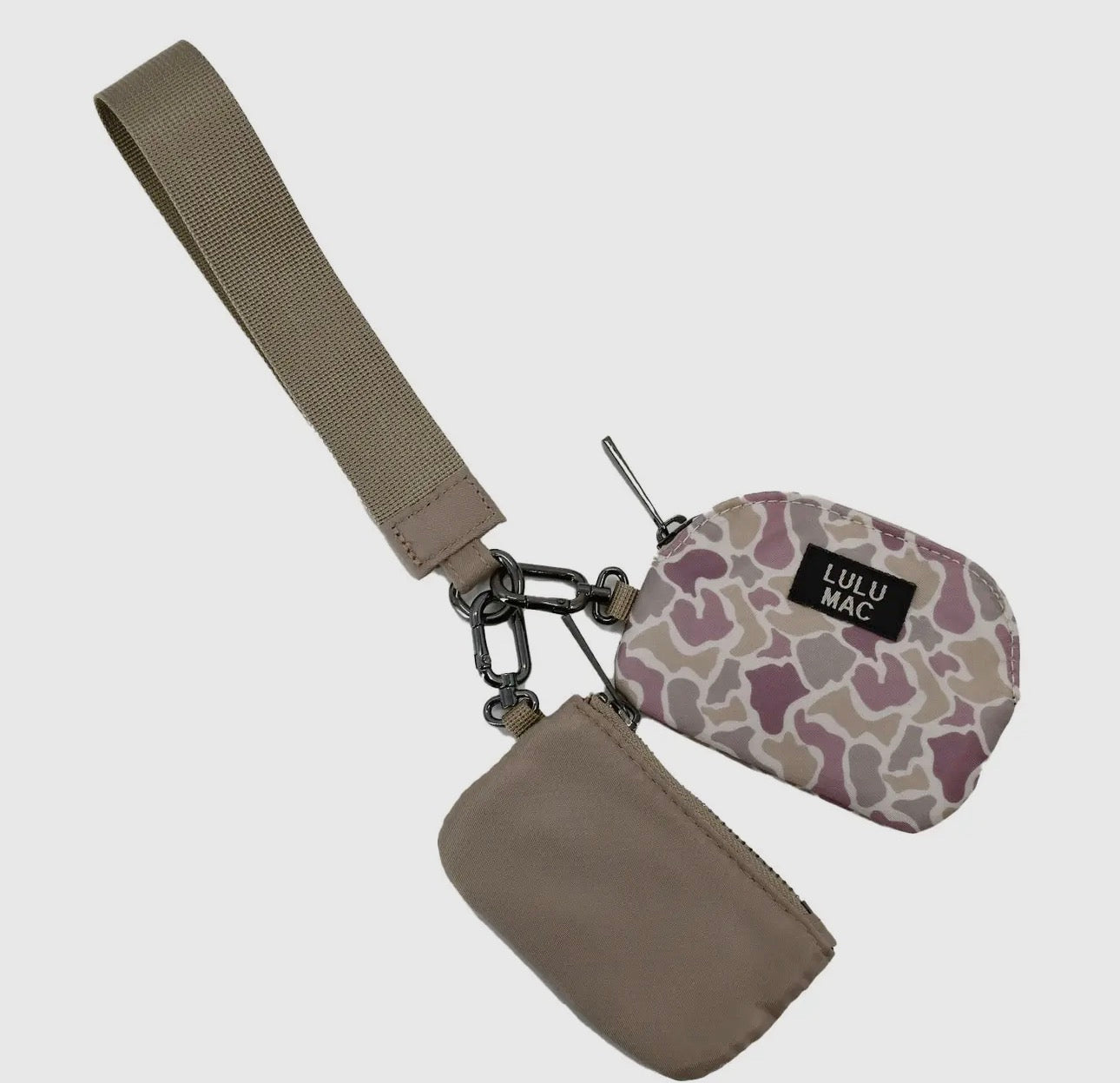Lulu Mac Double Pouch Wristlets , Camo/Beige