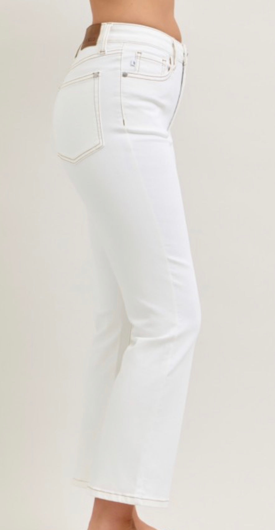 White HW Kick Flare Jeans