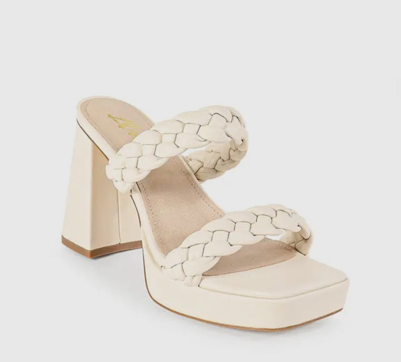 Cream Chunky Braided Heel
