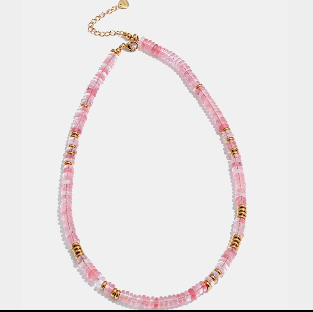 Waterproof Stone Beaded Necklace, Blush