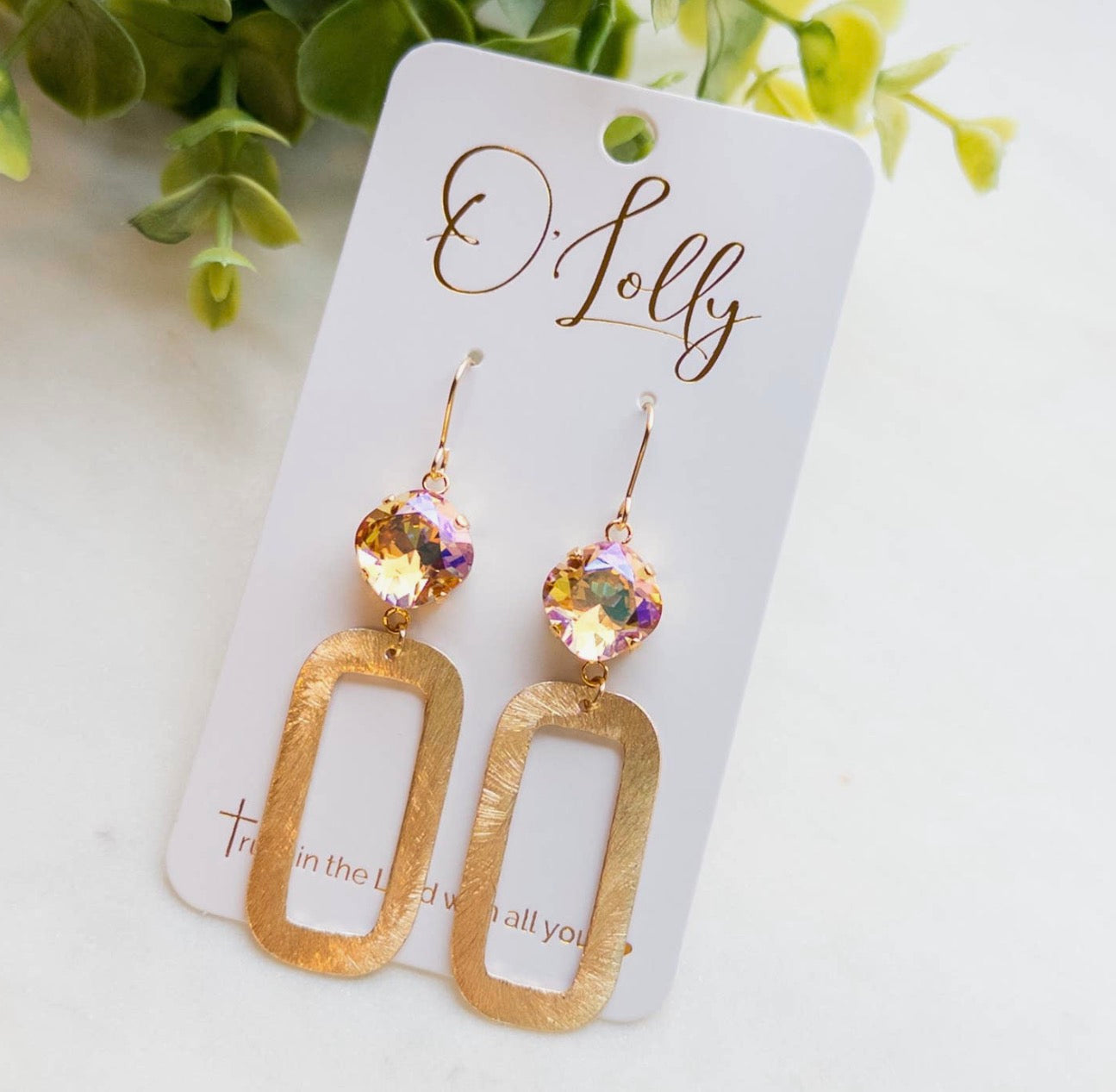 Ember Rectangle Stone Earrings