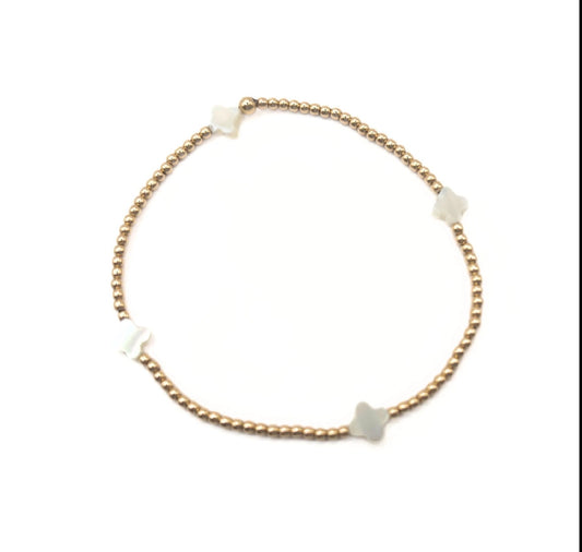 Lucky Clover Bracelet-White 6.5"