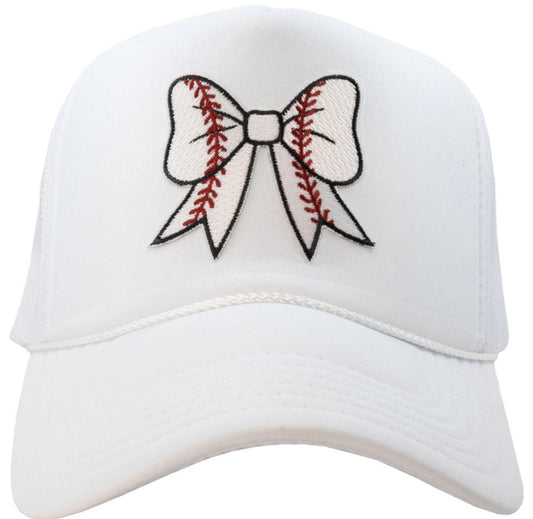 Baseball Bow White Trucker Hat