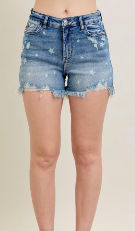 HW Star Print Cut Off Shorts