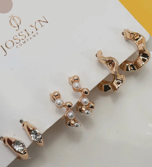 Gold Multi Hoop Trio Earrings