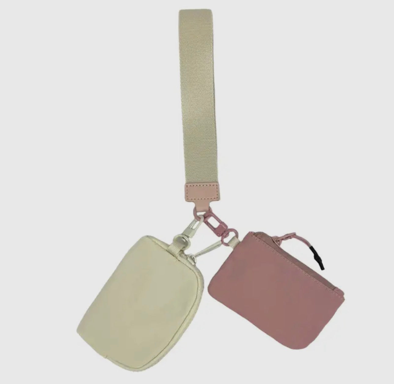 Cream/Mauve Wristlet Key Chain