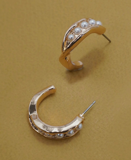 Intertwined Pearl Hoops