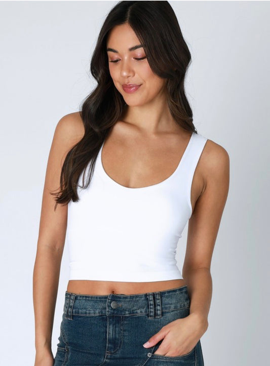 Racerback Crop Top , White