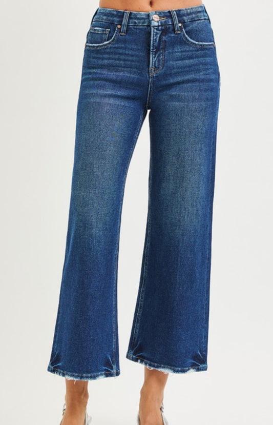 Dark Tummy Control 4 Way Stretch High Rise Crop Jean