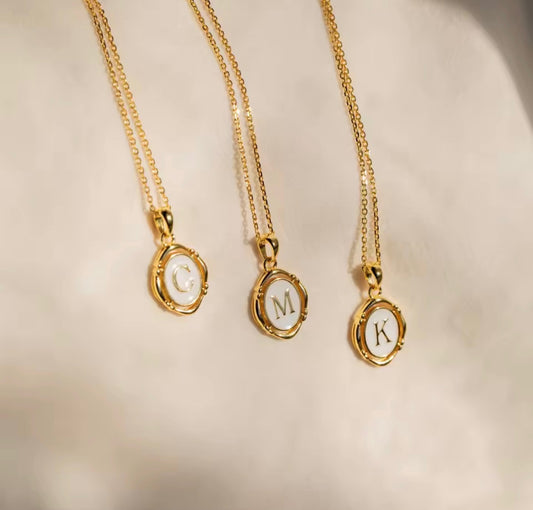 Ivory Oval Letter Necklace