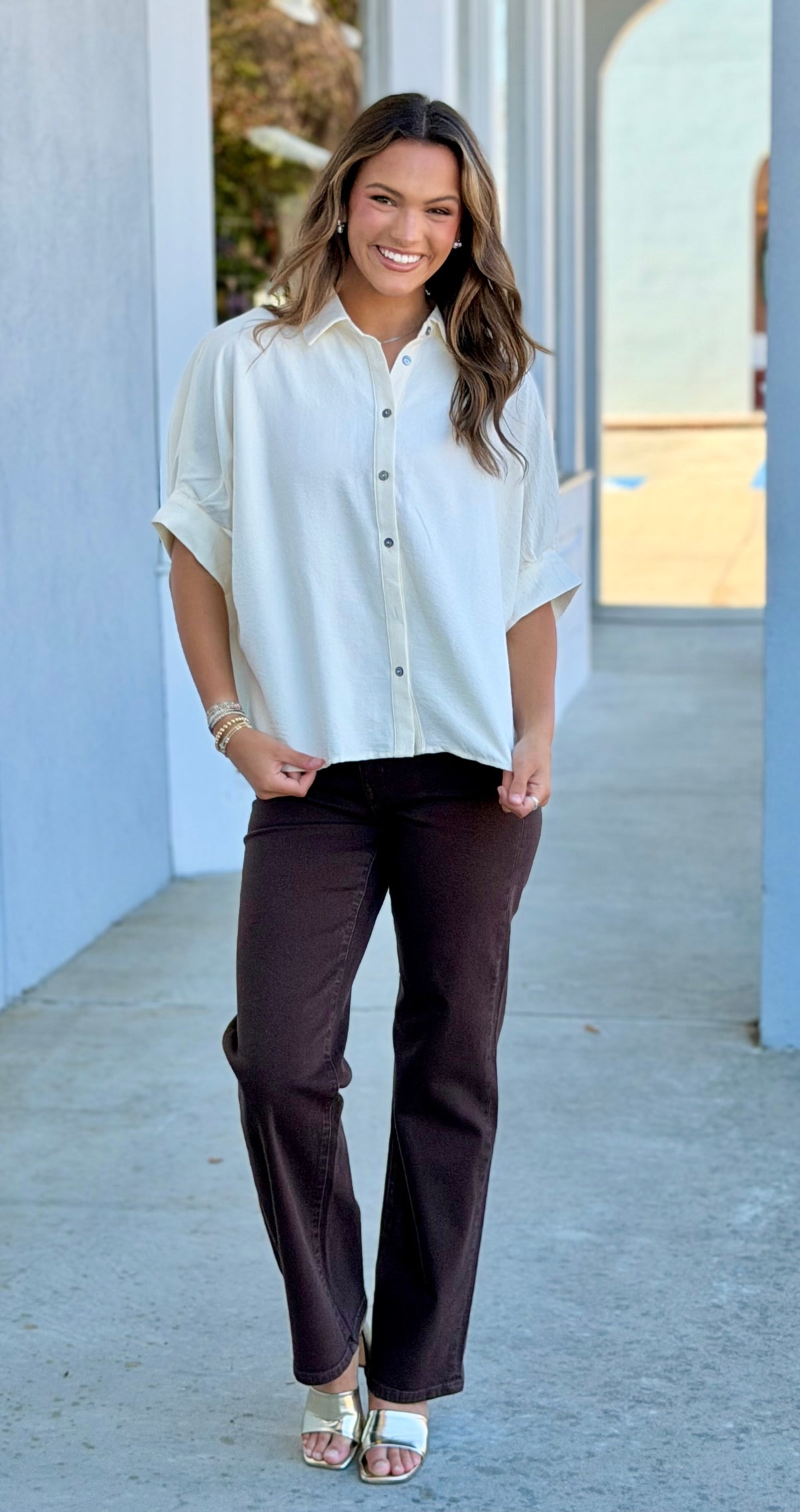Ecru Button Up Blouse