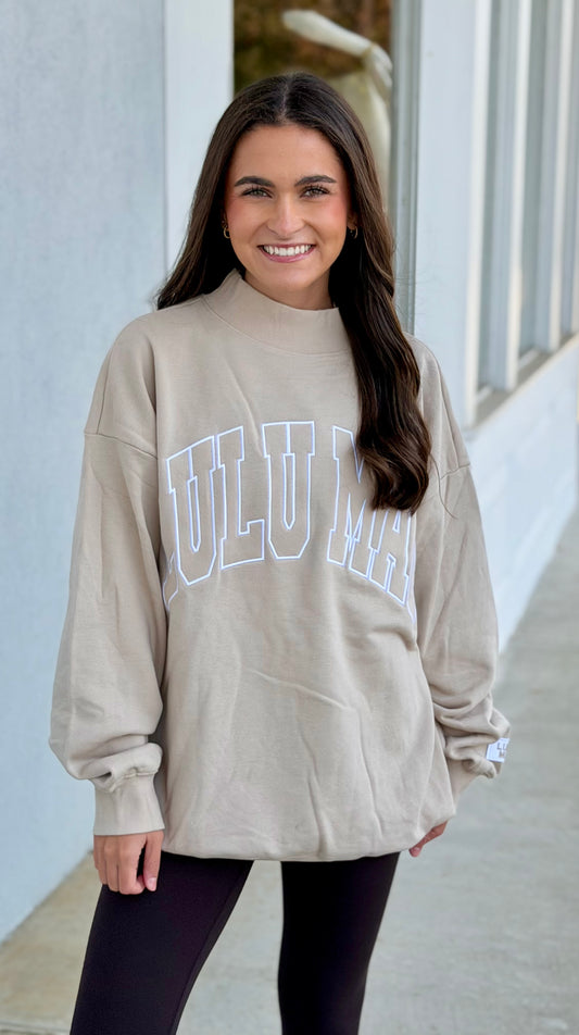 Lulu Mac Stitch Terry Cloth Mockneck, Sand