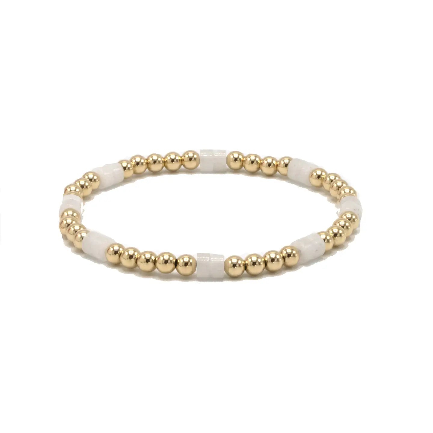 Heishi White Stone 14K Bracelet