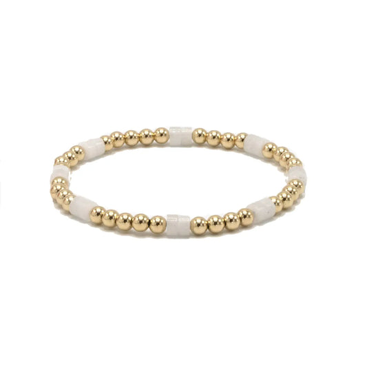 Heishi White Stone 14K Bracelet