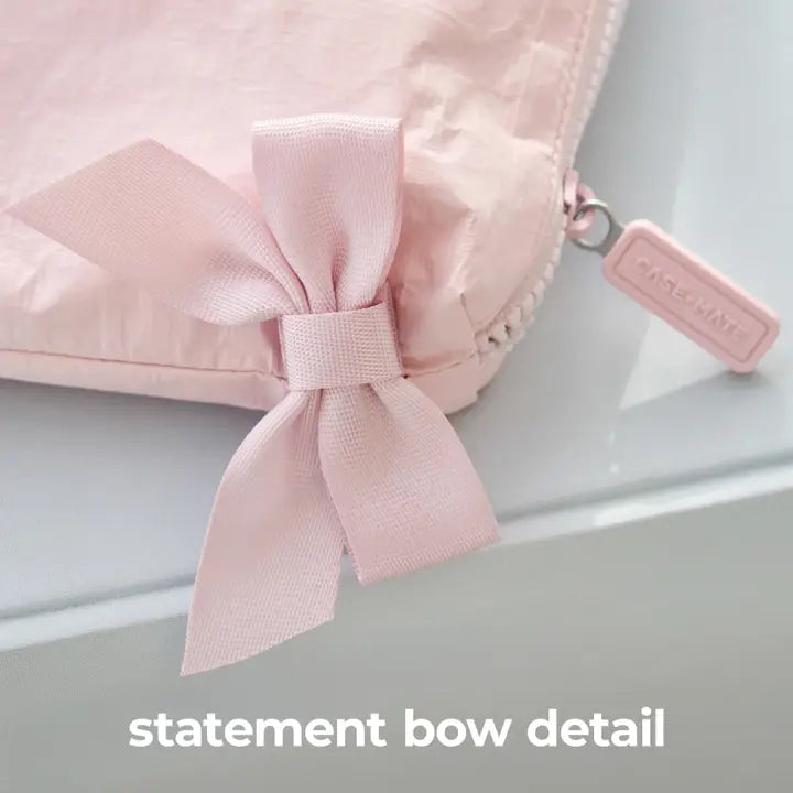 Case Mate Crinkle Makeup Bag, Ballet Pink Bow