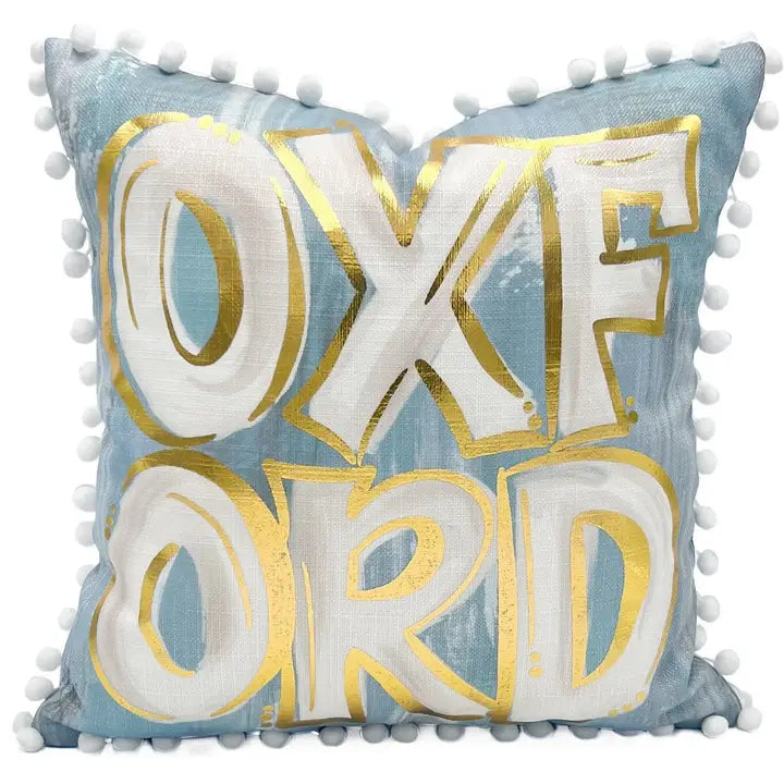 Gold Foil Teal Oxford Pillow