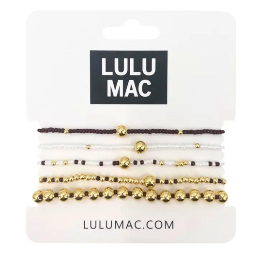 Maroon/White Lulu Mac Bracelet Set