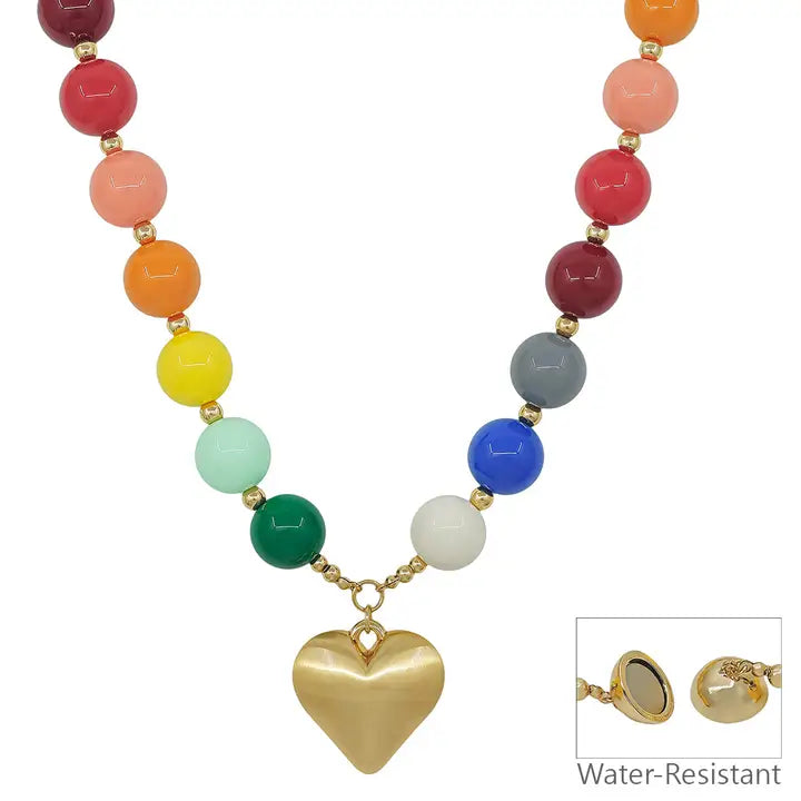 Heart Beaded Necklace, Multi