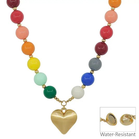 Heart Beaded Necklace, Multi