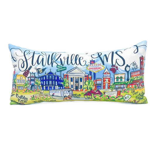 Starkville Ms Watercolor Scene Pillow Polyester