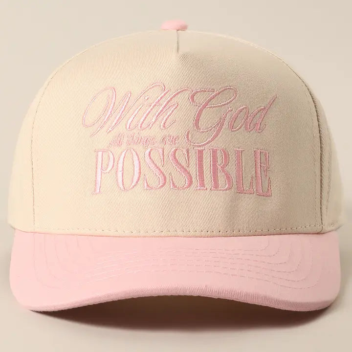 Embroidery Hat , With Gold All Things Are Possible