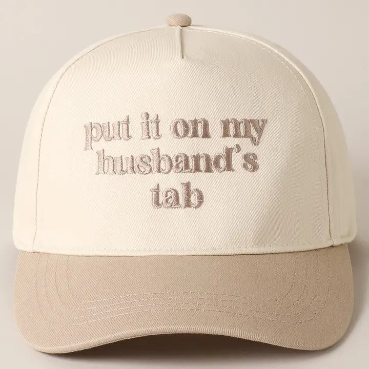 Embroidery Hat , Beige Husbands Tab