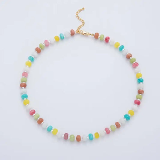 Splashed Earth & Sky Toned Color Gemstone 17.3 Necklace , 3