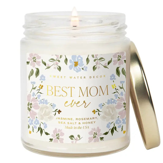 Floral Best Mom Ever Candle 9oz.