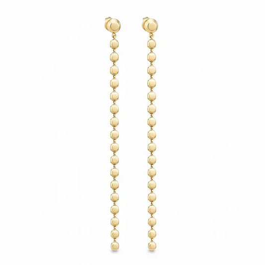 Small Gold Disk Chain Drop Earrings