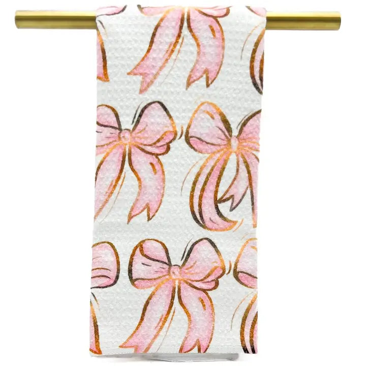Light Pink Bows Tea Towel
