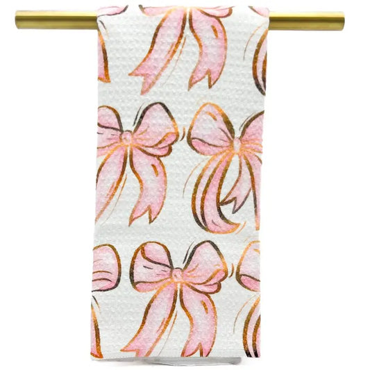 Light Pink Bows Tea Towel