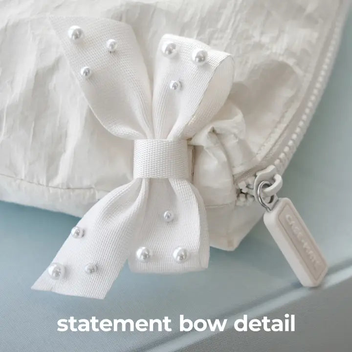 Case Mate Crinkle Makeup Bag, Ivory Pearl Bow
