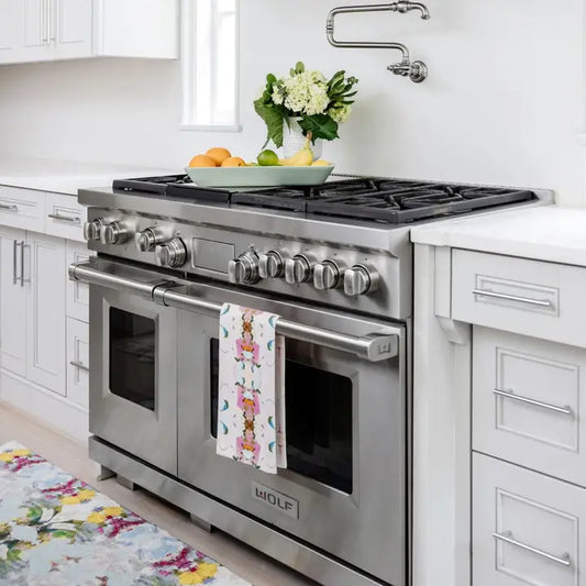 Monets Garden Pink Tea Towel