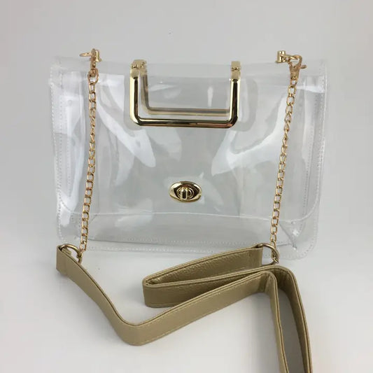 Clear Bag, Fashion Gold Strap