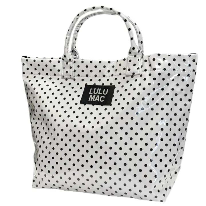 Lulu Mac Tote Bag, White/Black Dot