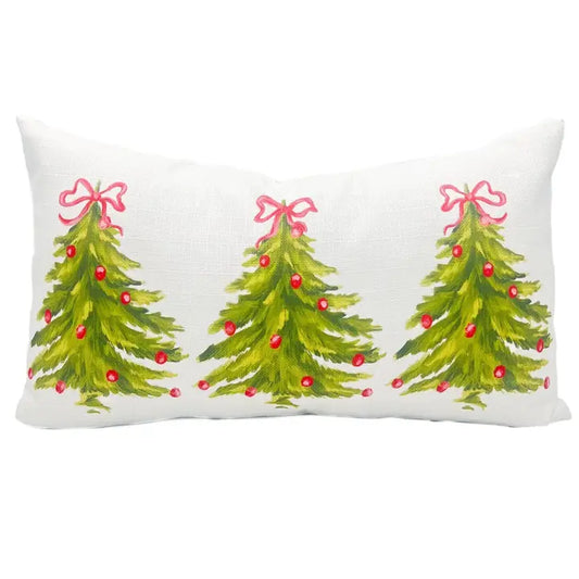 Red Trees Bow Pillow