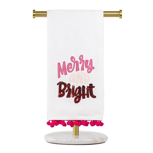 Merry and Bright Pom Pom Hand Towel