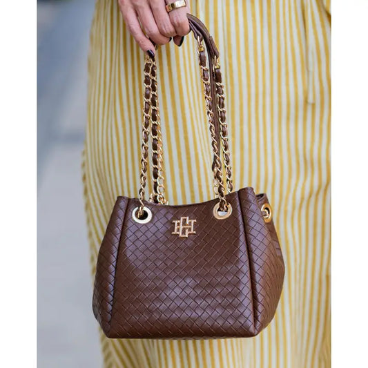 Lainey Mini Tote, Woven Chocolate
