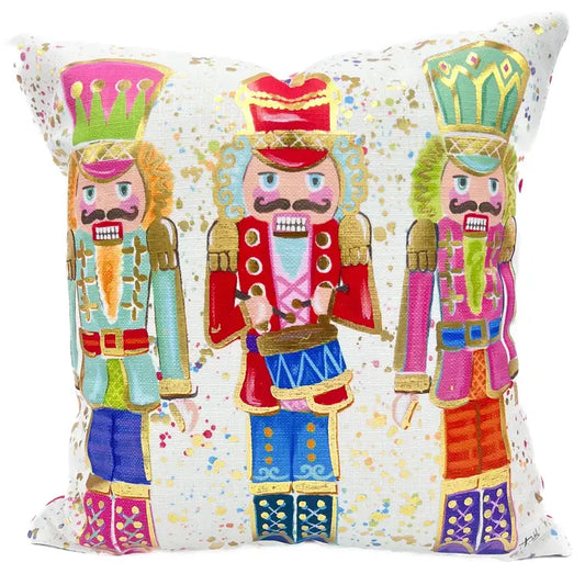 Colorful Golden Nutcracker Christmas Pillow