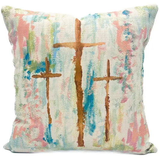 Golden Crosses Pillow-Polyester