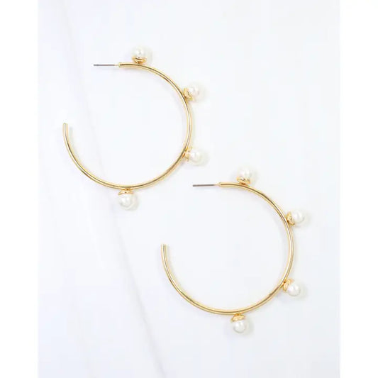 Welles Pearl Embellished Hoops