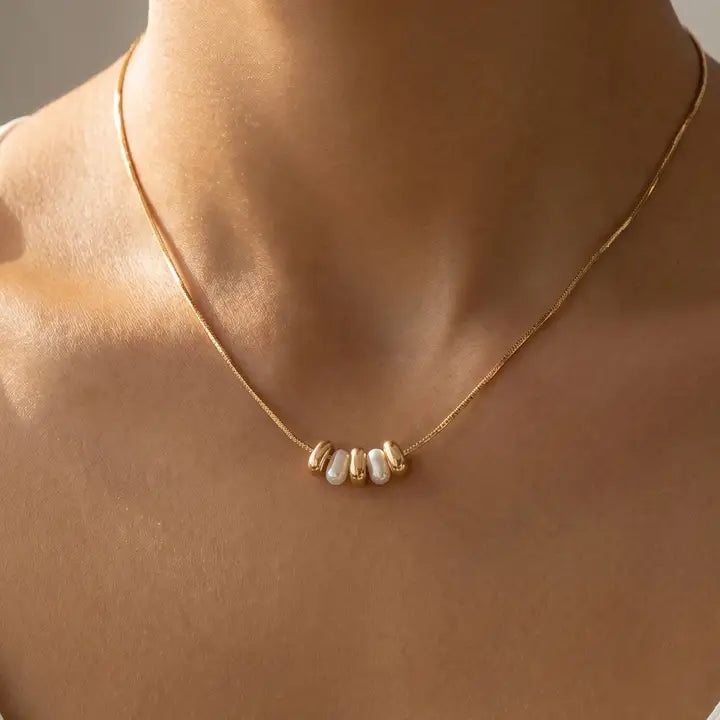 Dainty Pearl Charm Necklace