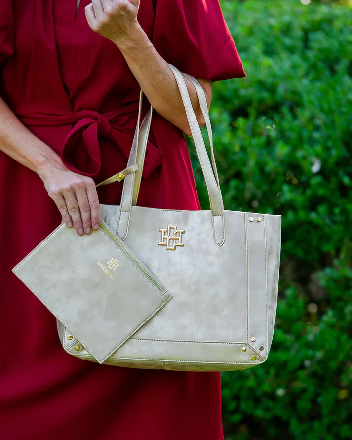 Sophie Studded Tote, Gold Shimmer