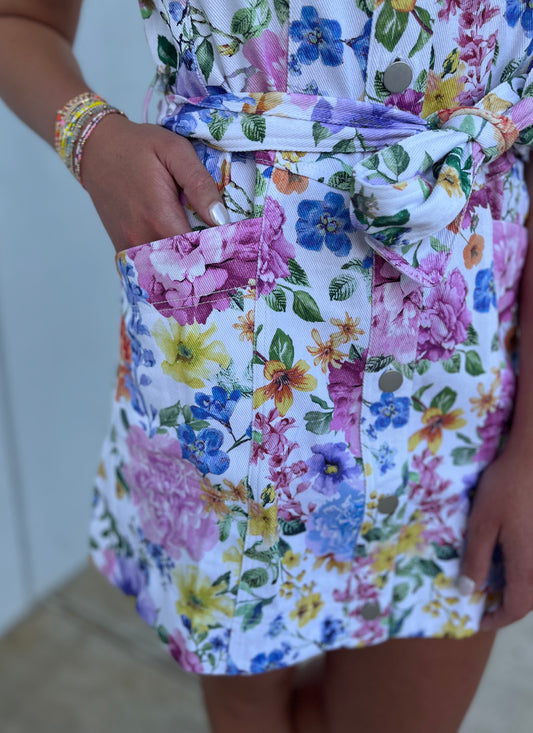 Floral Button Down Denim Dress